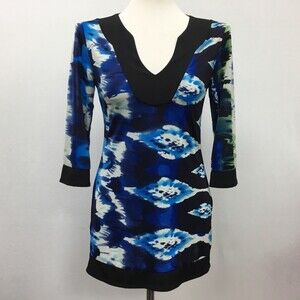 Wear It Women's Top Size 0 Blue Multi-color Sheer Sleeves
